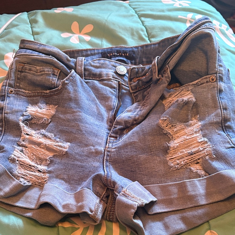 Aeropostale Light Blue Distressed Jean Shorts